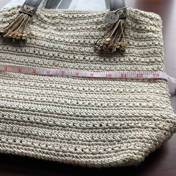The Sak shoulder tote boho fringe wooden beads zip closure charm cleaned but….. - Picture 12 of 14